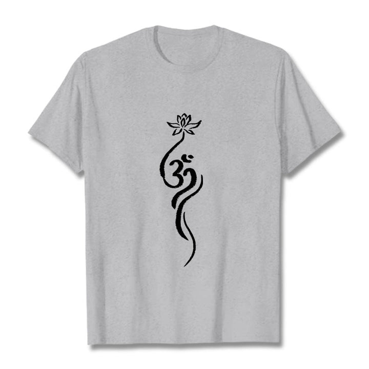 Buddha Stonesと蓮の花のオームデザインTシャツ - ライトグレー - 2XL - image 19