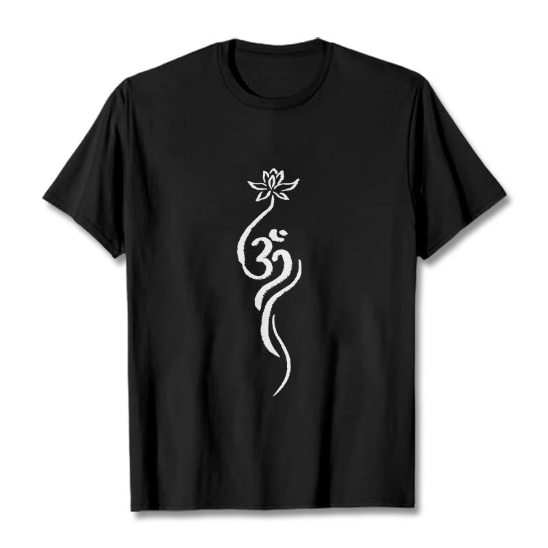 Buddha Stonesと蓮の花のオームデザインTシャツ - 黒 - 2XL - image 4