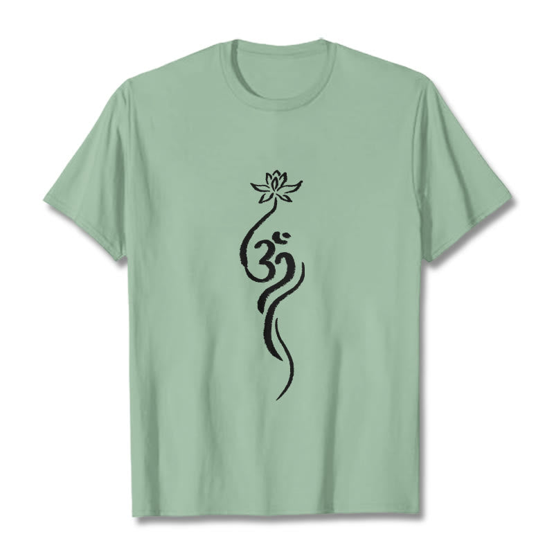 Buddha Stonesと蓮の花のオームデザインTシャツ - 淡い緑色 - 2XL - image 14