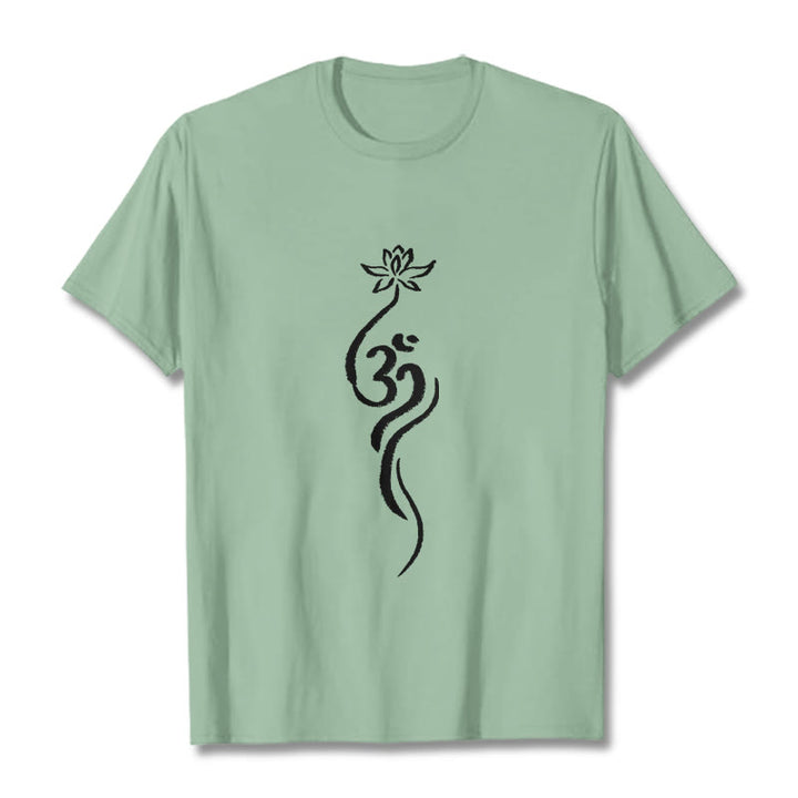 Buddha Stonesと蓮の花のオームデザインTシャツ - 淡い緑色 - 2XL - image 14