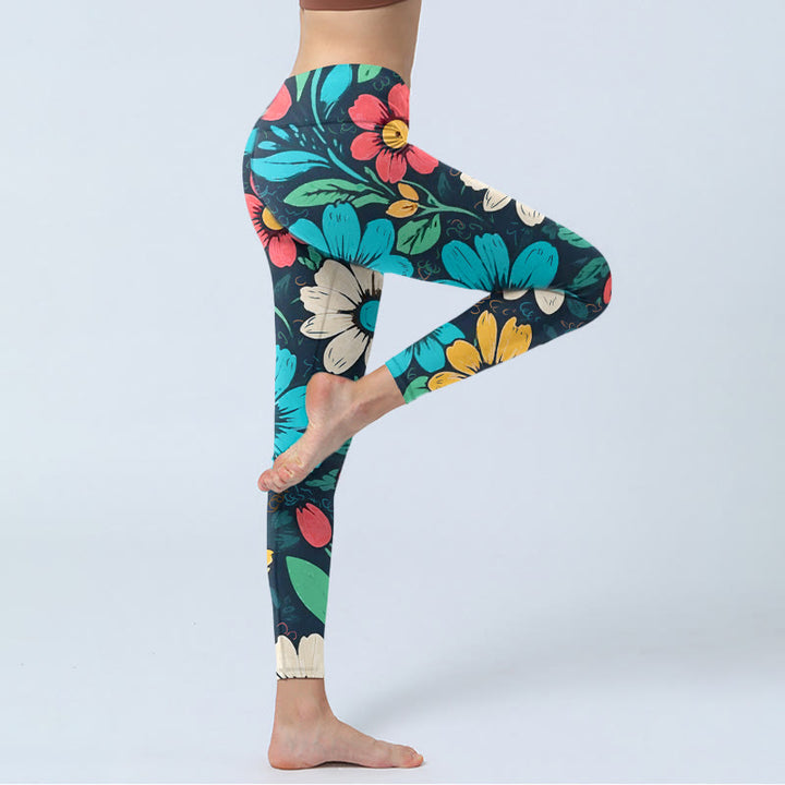 Buddha Stonesのカラフルな花柄プリントジムレギンスレディースヨガパンツ - image 5
