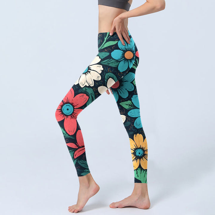 Buddha Stonesのカラフルな花柄プリントジムレギンスレディースヨガパンツ - image 3