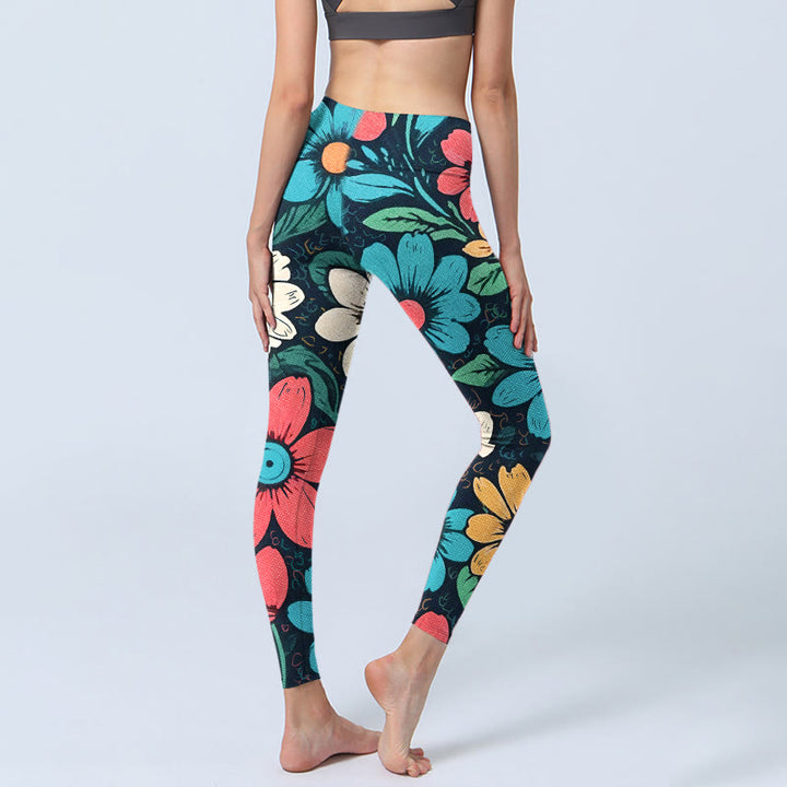 Buddha Stonesのカラフルな花柄プリントジムレギンスレディースヨガパンツ - image 4