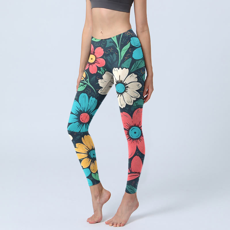 Buddha Stonesのカラフルな花柄プリントジムレギンスレディースヨガパンツ - 黒 - US18、 UK/AU22、 EU50 (4XL) - image 1