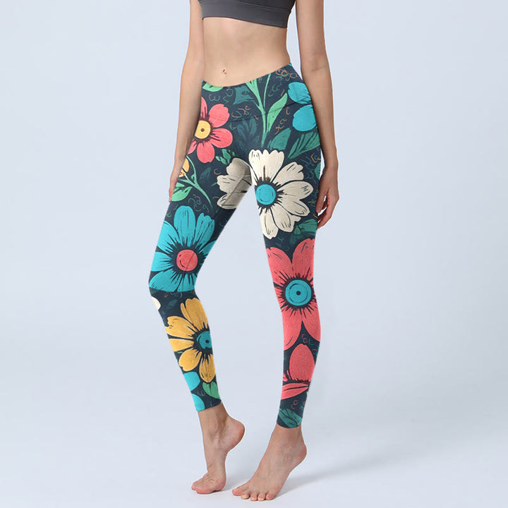 Buddha Stonesのカラフルな花柄プリントジムレギンスレディースヨガパンツ - 黒 - US18、 UK/AU22、 EU50 (4XL) - image 1