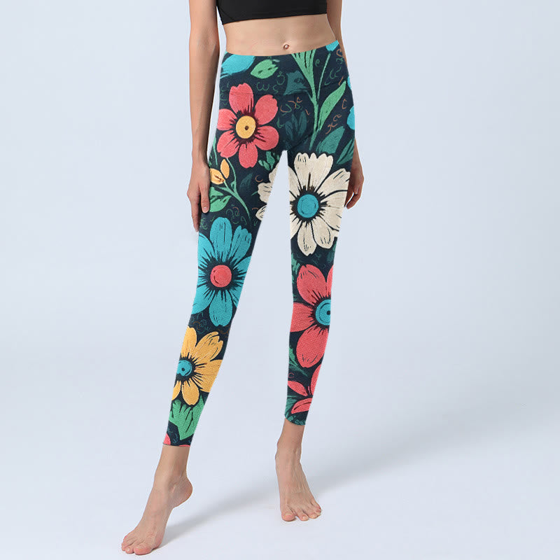 Buddha Stonesのカラフルな花柄プリントジムレギンスレディースヨガパンツ - image 6