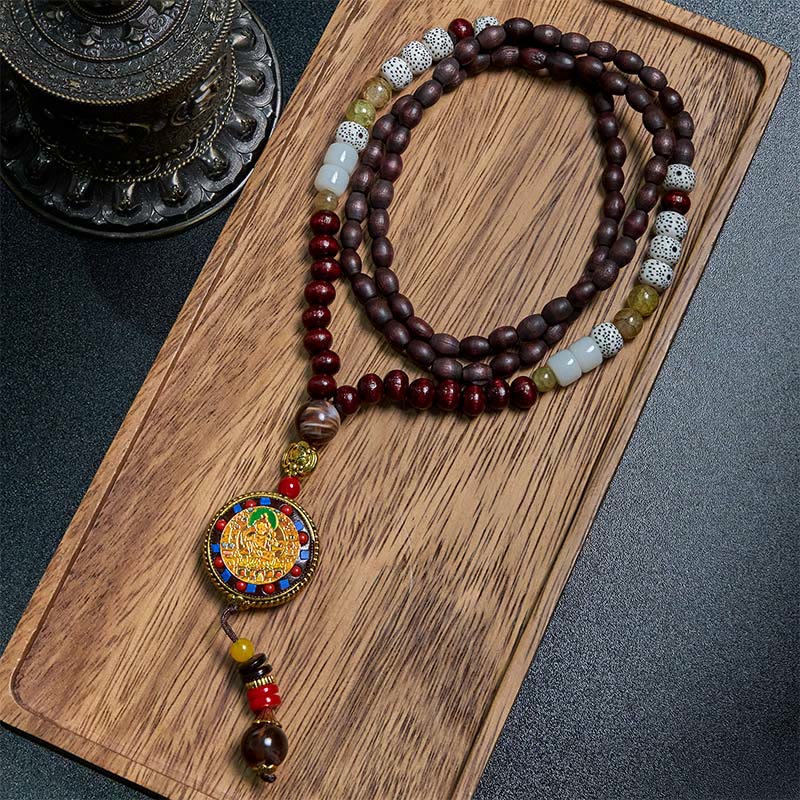 Buddha Stonesチベット手作りウッドビーズオーム・マニ・パドメ・フムサマンタバドラ菩薩純度ネックレスペンダント - image 2