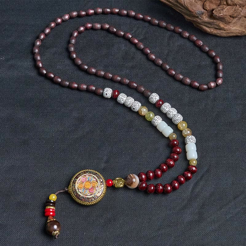 Buddha Stonesチベット手作りウッドビーズオーム・マニ・パドメ・フムサマンタバドラ菩薩純度ネックレスペンダント - image 13