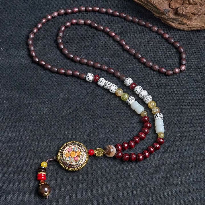Buddha Stonesチベット手作りウッドビーズオーム・マニ・パドメ・フムサマンタバドラ菩薩純度ネックレスペンダント - image 13