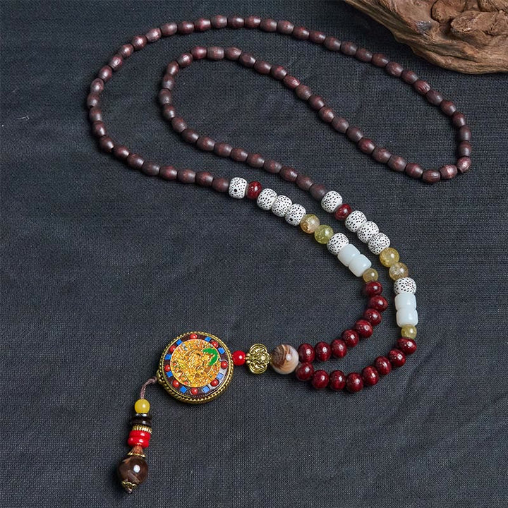 Buddha Stonesチベット手作りウッドビーズオーム・マニ・パドメ・フムサマンタバドラ菩薩純度ネックレスペンダント - image 6