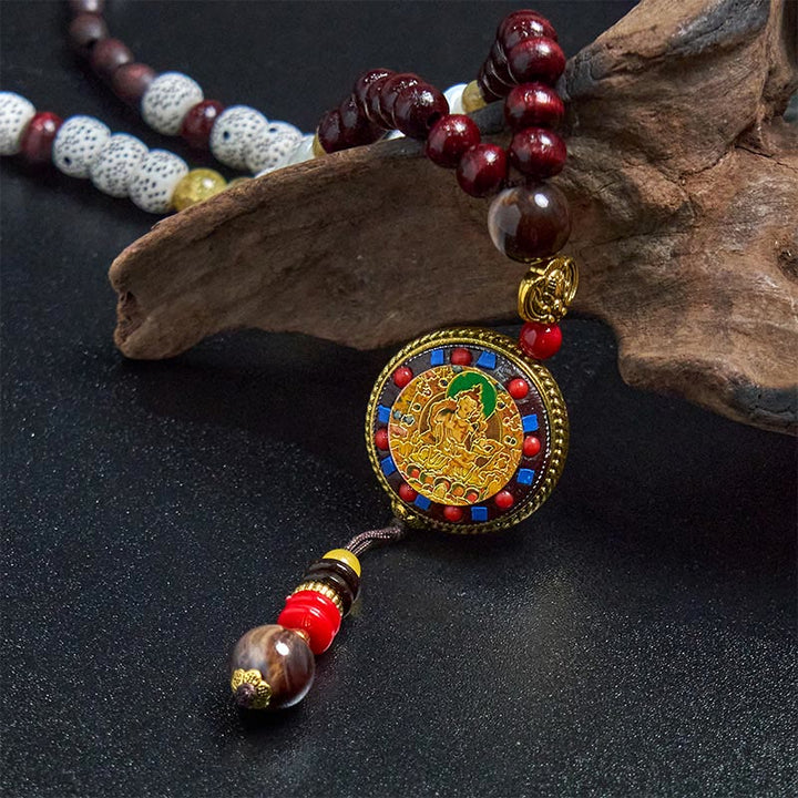 Buddha Stonesチベット手作りウッドビーズオーム・マニ・パドメ・フムサマンタバドラ菩薩純度ネックレスペンダント - image 14