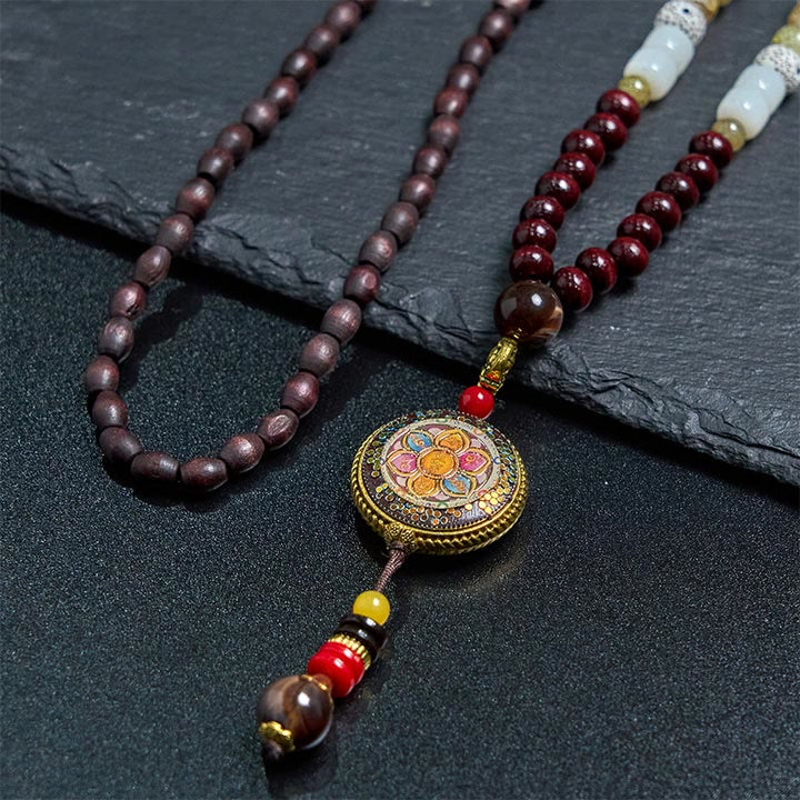 Buddha Stonesチベット手作りウッドビーズオーム・マニ・パドメ・フムサマンタバドラ菩薩純度ネックレスペンダント - image 16