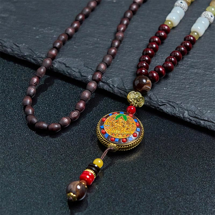 Buddha Stonesチベット手作りウッドビーズオーム・マニ・パドメ・フムサマンタバドラ菩薩純度ネックレスペンダント - image 7