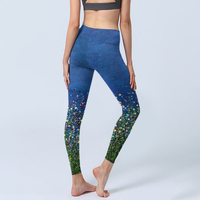 Buddha Stones、草、花柄プリント、ジムレギンス、レディースヨガパンツ - image 4