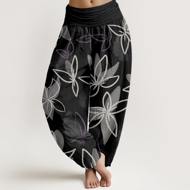 Buddha Stonesカジュアルフラワー柄 レディース 伸縮性ウエスト ハーレムパンツ - 黒 - US22、 UK/AU26、 EU54 (6XL) - image 8