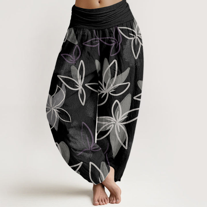 Buddha Stonesカジュアルフラワー柄 レディース 伸縮性ウエスト ハーレムパンツ - 黒 - US22、 UK/AU26、 EU54 (6XL) - image 8