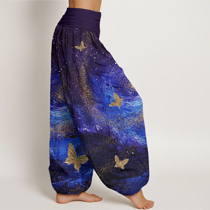 Buddha Stonesカジュアル 星雲 バタフライ柄 レディース 伸縮性ウエスト ハーレムパンツ - image 3