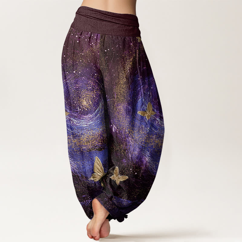 Buddha Stonesカジュアル 星雲 バタフライ柄 レディース 伸縮性ウエスト ハーレムパンツ - image 6