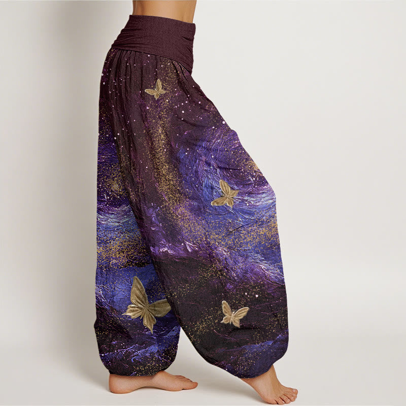 Buddha Stonesカジュアル 星雲 バタフライ柄 レディース 伸縮性ウエスト ハーレムパンツ - image 7