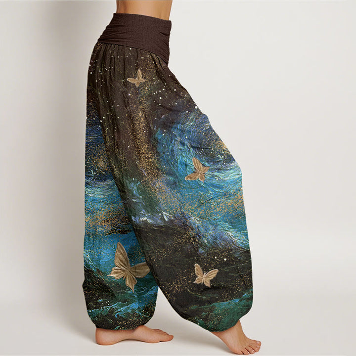 Buddha Stonesカジュアル 星雲 バタフライ柄 レディース 伸縮性ウエスト ハーレムパンツ - image 10