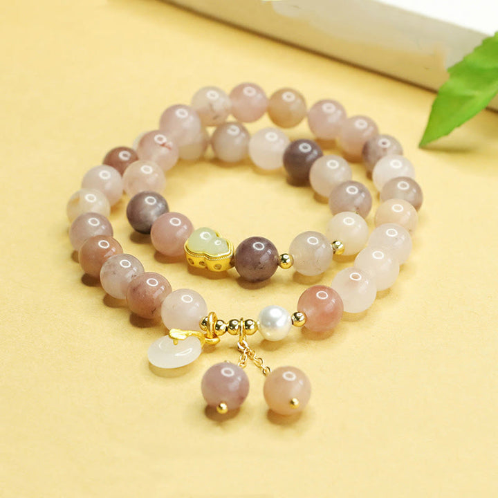 Buddha Stones天然ゴールデンシルク翡翠二重層ひょうたん平和バックル幸運ブレスレット