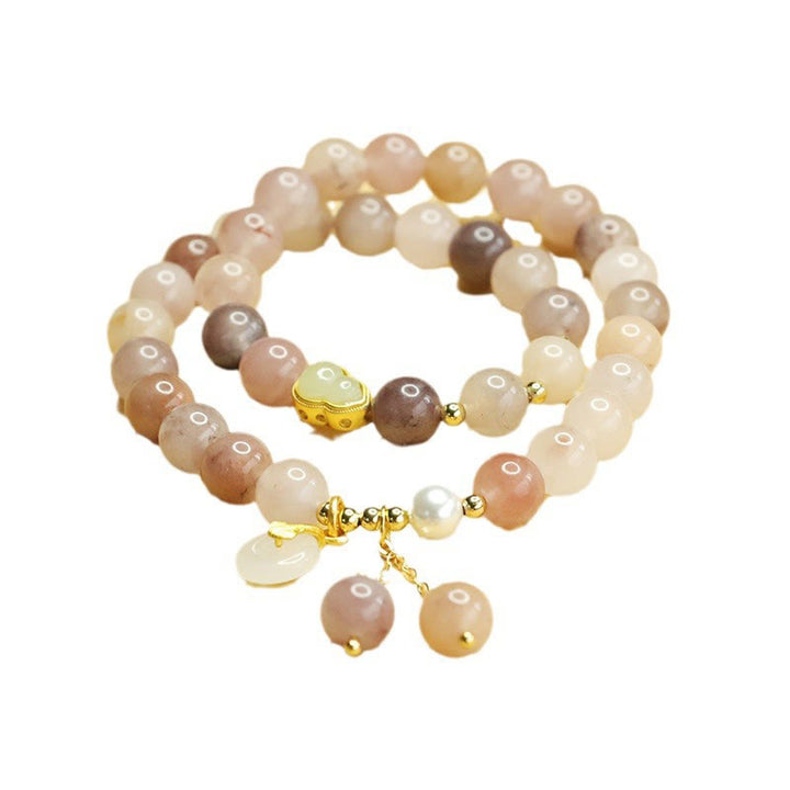 Buddha Stones天然ゴールデンシルク翡翠二重層ひょうたん平和バックル幸運ブレスレット
