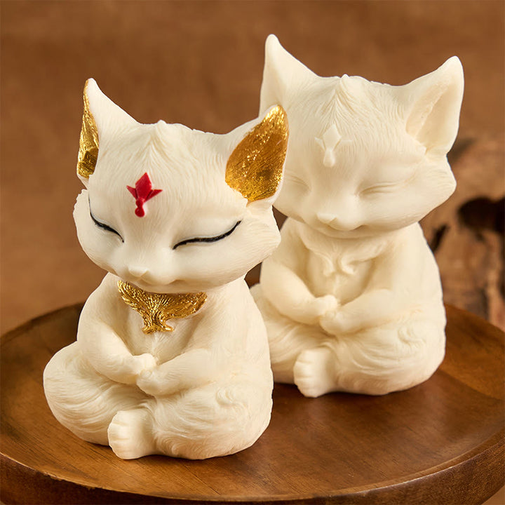 Buddha Stones九尾の狐 彫刻 象牙 フルーツ 祝福 室内装飾 - image 11