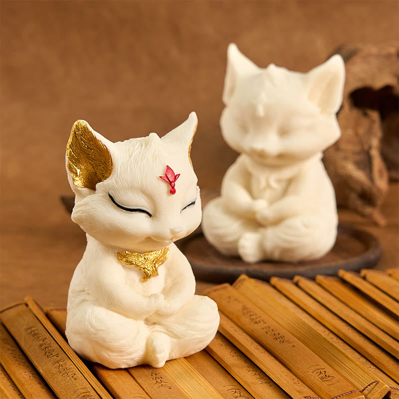 Buddha Stones九尾の狐 彫刻 象牙 フルーツ 祝福 室内装飾 - image 13