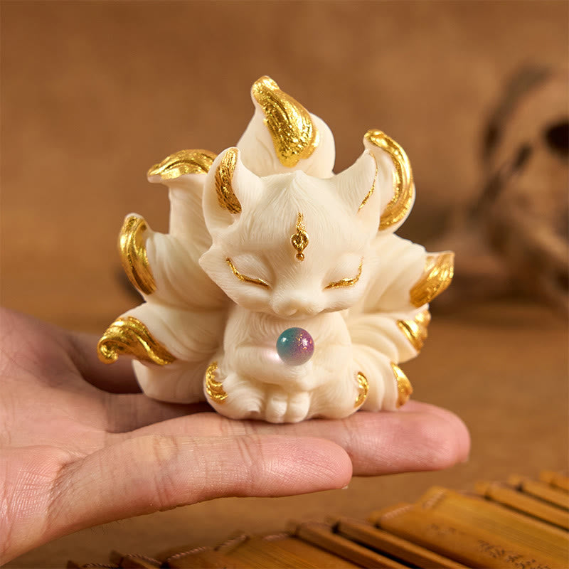 Buddha Stones九尾の狐の彫刻 象牙 フルーツスタンド ホームデコレーション - image 1