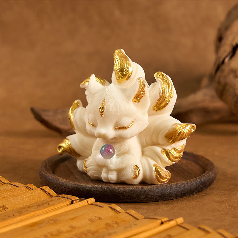 Buddha Stones九尾の狐の彫刻 象牙 フルーツスタンド ホームデコレーション - image 3