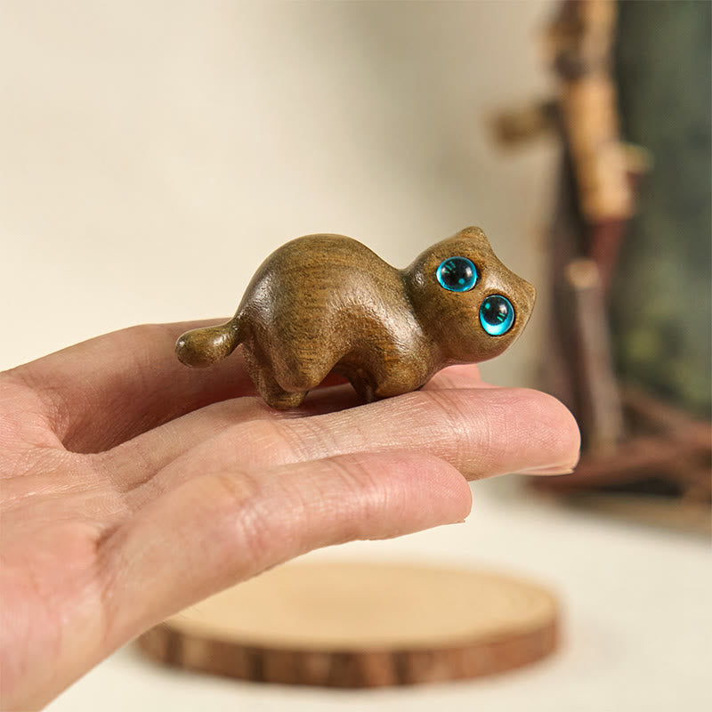 Buddha Stonesミニかわいいストレッチ猫彫刻癒しのデスク装飾 - image 5