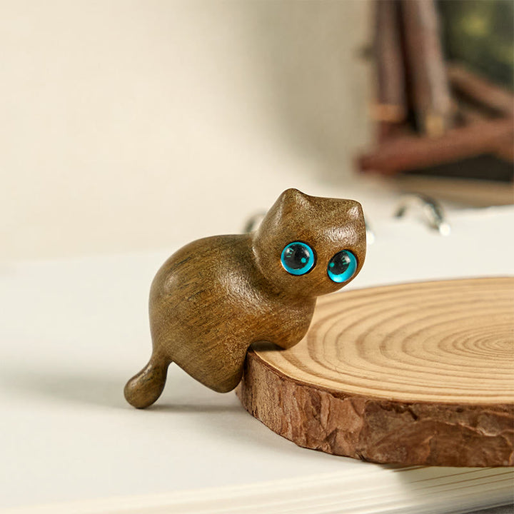 Buddha Stonesミニかわいいストレッチ猫彫刻癒しのデスク装飾 - image 1