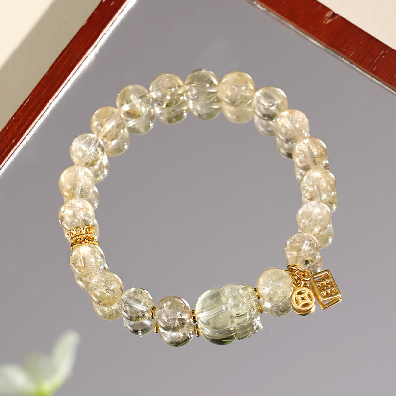 Buddha Stones天然シトリン貔貅銅貨守護ブレスレット
