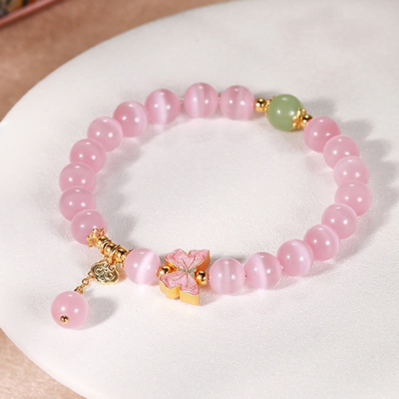 Buddha Stones 925スターリングシルバー キャッツアイ 和田翡翠 バタフライ ピースロックチャーム ピースブレスレット - image 1