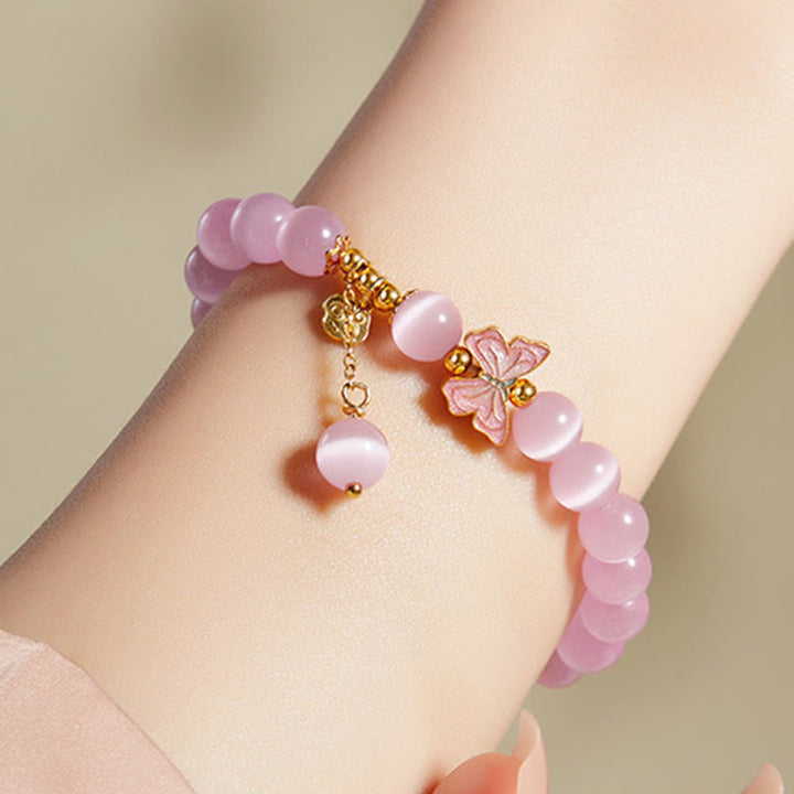 Buddha Stones 925スターリングシルバー キャッツアイ 和田翡翠 バタフライ ピースロックチャーム ピースブレスレット - image 3