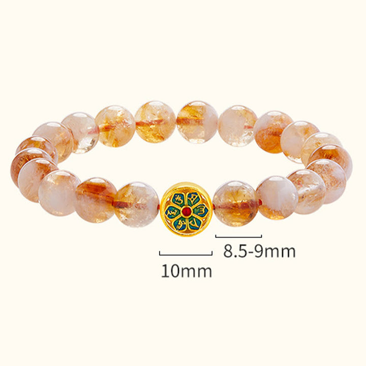 Buddha Stones999スターリングシルバー シトリンオーム・マニ・パドメ・フム守護ブレスレット