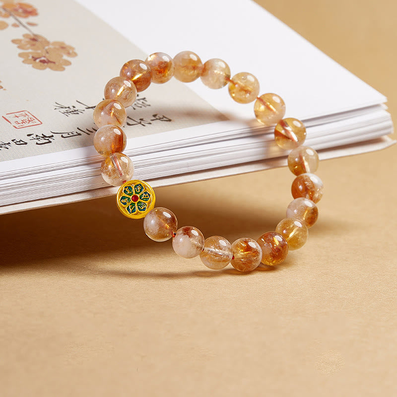 Buddha Stones999スターリングシルバー シトリンオーム・マニ・パドメ・フム守護ブレスレット