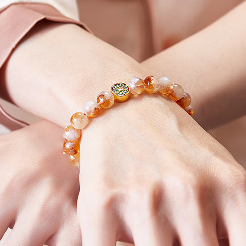 Buddha Stones999スターリングシルバー シトリンオーム・マニ・パドメ・フム守護ブレスレット