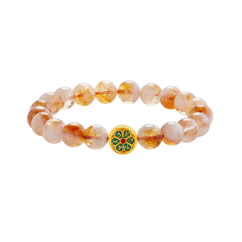 Buddha Stones999スターリングシルバー シトリンオーム・マニ・パドメ・フム守護ブレスレット