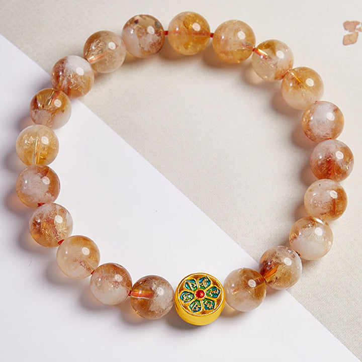 Buddha Stones999スターリングシルバー シトリンオーム・マニ・パドメ・フム守護ブレスレット