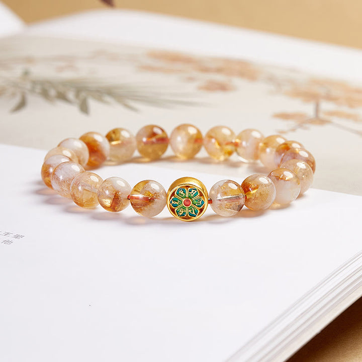 Buddha Stones999スターリングシルバー シトリンオーム・マニ・パドメ・フム守護ブレスレット - シトリン（手首周り：17～19cm） - image 0