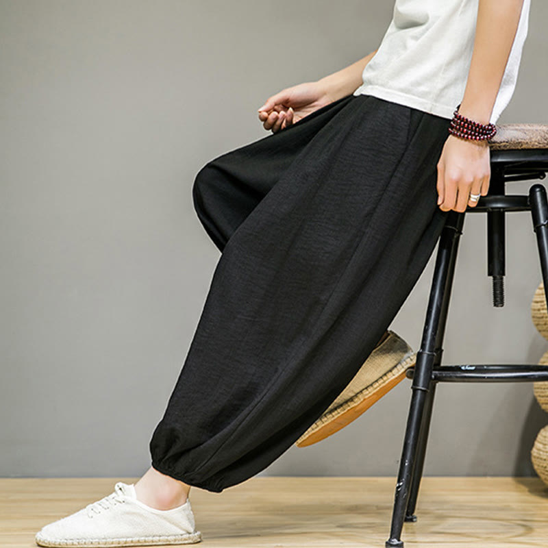 Buddha Stonesサマープレーンドローストリングメンズアンクル丈コットンハーレムパンツ（ポケット付き） - image 29