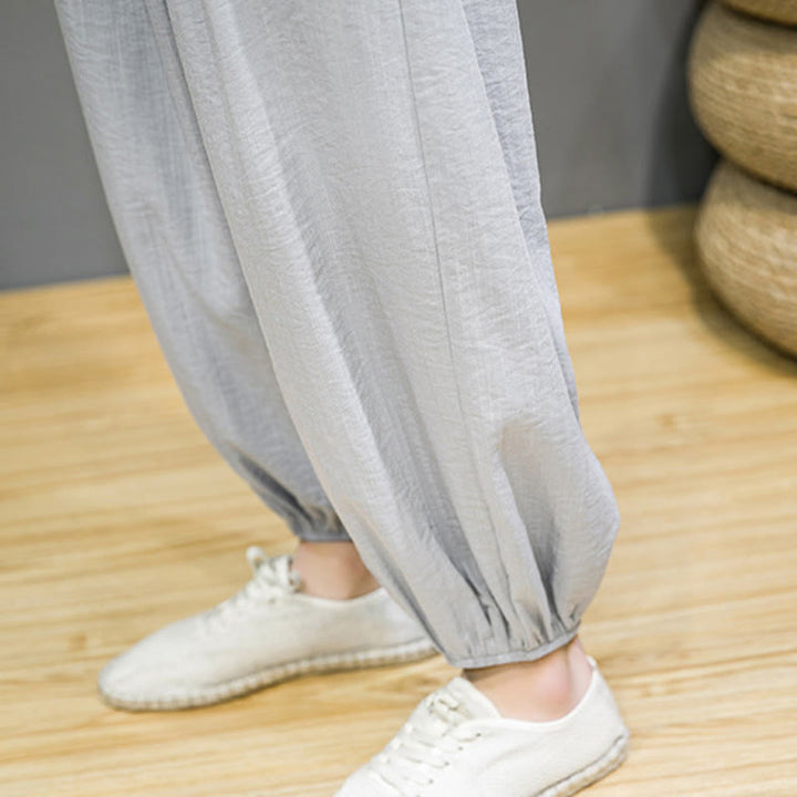 Buddha Stonesサマープレーンドローストリングメンズアンクル丈コットンハーレムパンツ（ポケット付き） - image 21