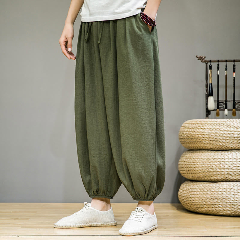 Buddha Stonesサマープレーンドローストリングメンズアンクル丈コットンハーレムパンツ（ポケット付き） - フォレストグリーン - US/UK/AU46、 EU56 (5XL) - image 30