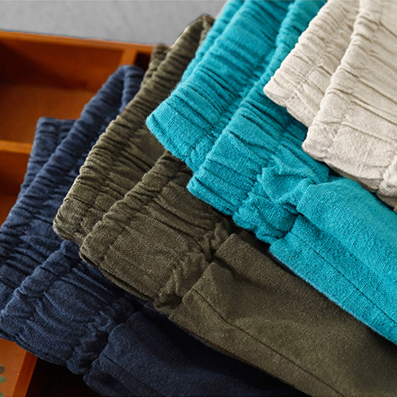 Buddha Stonesカジュアル 無地 7-8丈 レディース コットンリネン ハーレムパンツ ポケット付き - image 34