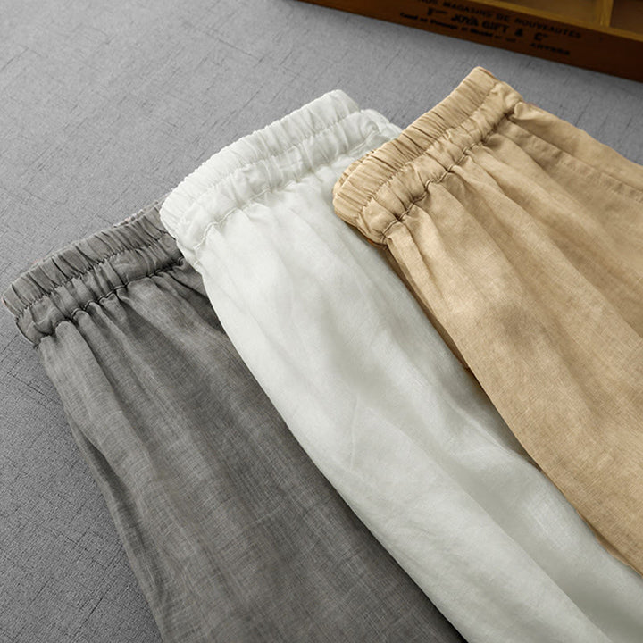 Buddha Stones通勤用 無地 レース刺繍デザイン コットン レディース ワイドレッグ クロップドパンツ ポケット付き - image 25