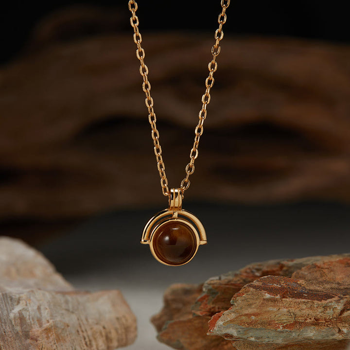 Buddha Stonesレッドアゲート タイガーアイ アクアマリン ムーンストーン 925スターリングシルバー 自信のネックレスペンダント - タイガーアイ - ゴールデン - image 7