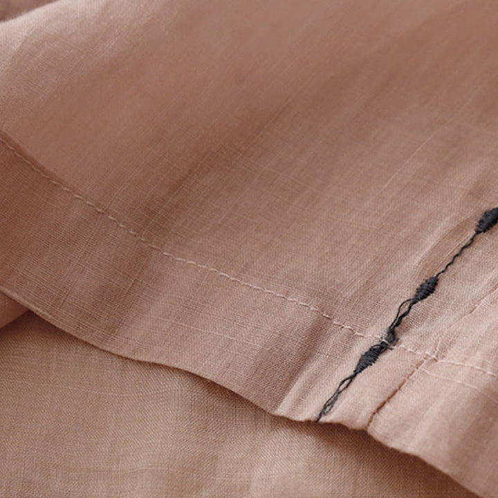 Buddha Stones通勤用 無地 刺繍 ドローストリング レディース ワイドレッグ アンクル丈 コットンパンツ ポケット付き - image 14