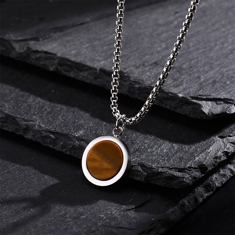 Buddha Stones天然石 ターコイズ タイガーアイ ラズライト ラピスラズリ マラカイト チタン鋼 浄化ネックレス ペンダント - image 1