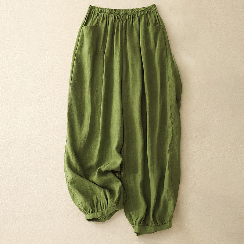 Buddha Stonesサマーコミュート ピュアカラー レディース コットン アンクル丈パンツ ポケット付き - オリーブドラブ - US8-10，UK/AU12-14，EU40-42 (2XL) - image 14